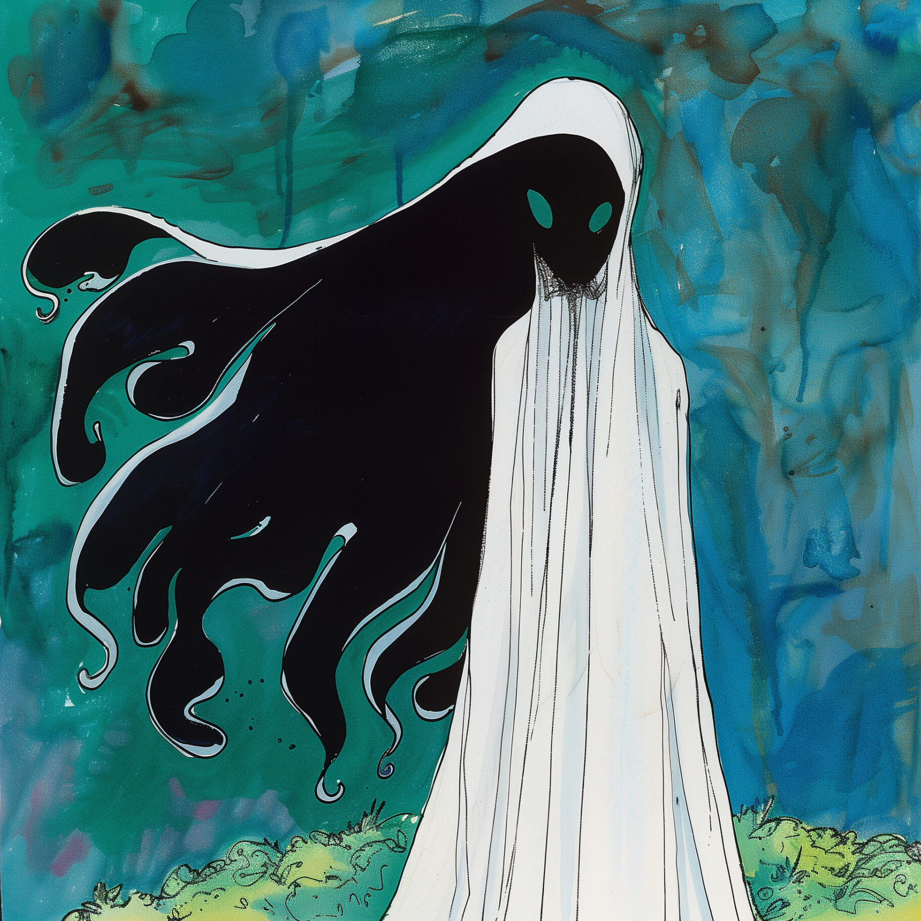 White Widow 1 Stilisiertes minimalistisches Bild eines Brautkopfes mit einfachem Design